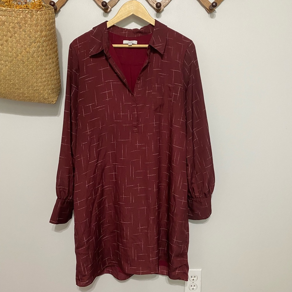 Joie Burgundy Long Sleeve Tunic Dress